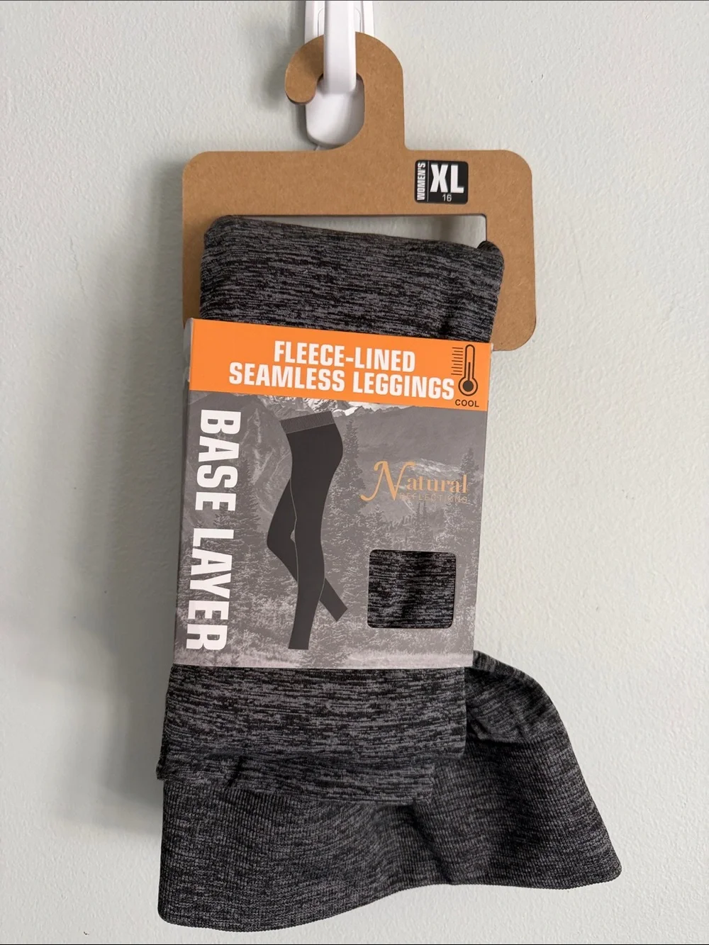 Fleece-Lined Seamless Base Layer Leggings - Charcoal Heather (XL)